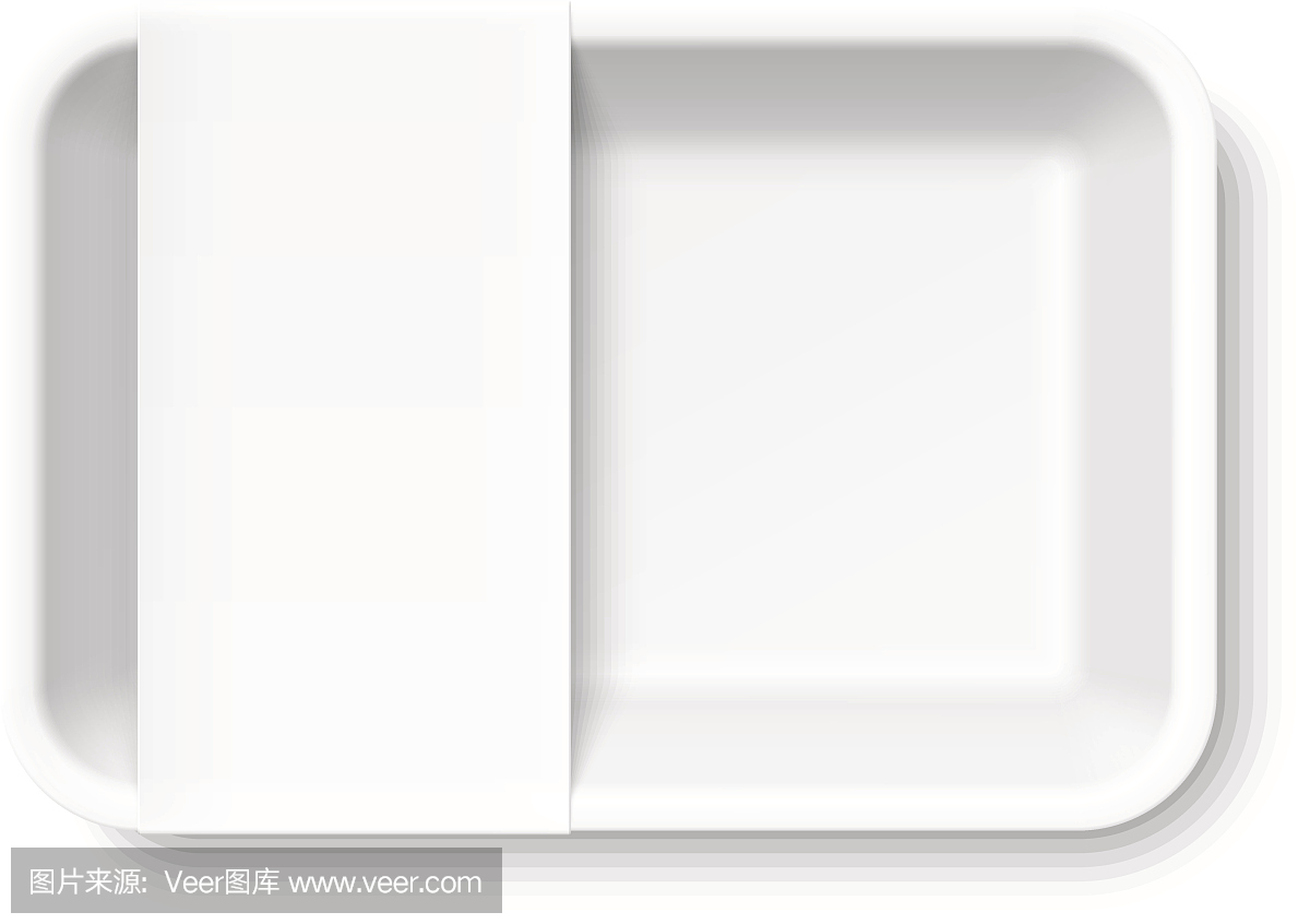 白色聚苯乙烯泡沫食品托盘与空白标签